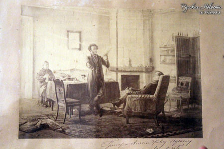 Фотография, сделанная художником Ге в 1875 году со своей  картины Пушкин в Михайловском