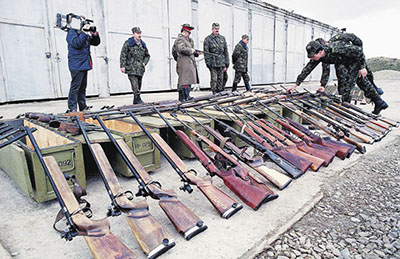 Оружие, изъятое в Литве ещё до начала беспорядков января 1991 года