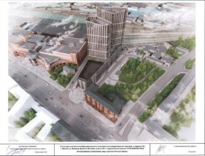 Строительство двух американских небоскребов на площади Курского вокзала за домом доктора Боткина
