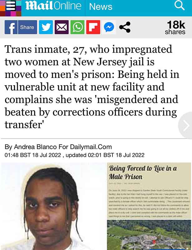 27-летняя транс-заключенная переведена в мужскую тюрьму