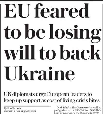 Daily Telegraph: поддержка Украины в ЕС снижается в связи с обострением внутреннего кризиса
