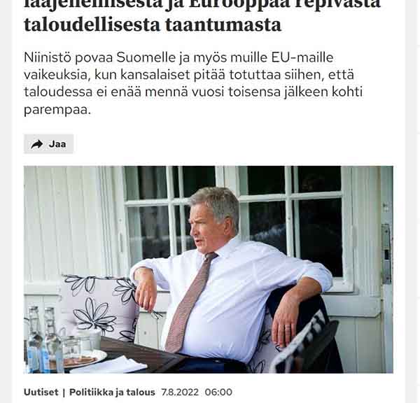 Президент Финляндии посоветовал европейцам привыкнуть к плохой экономической ситуации