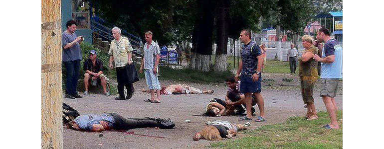 Последствия обстрела Луганска
