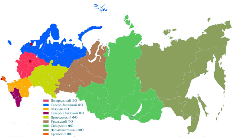 Карта Регионы России