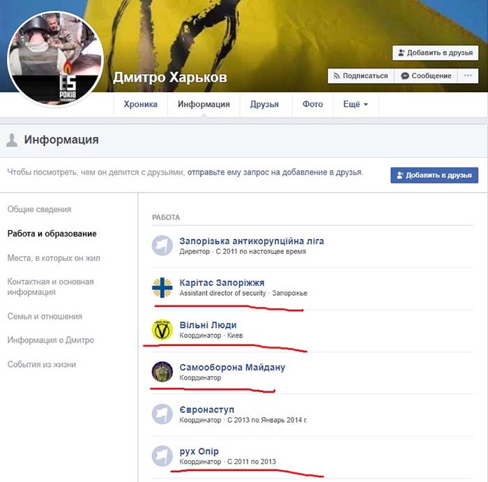 Скриншот страницы Фб Дмитрия Харькова