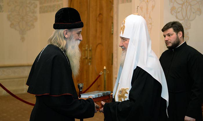 Встреча Патриарха Кирилла и митрополита Корнилия, главы РПСЦ